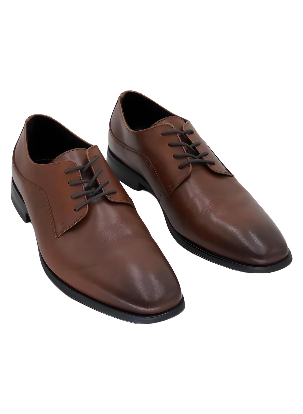 Alfani Mens Jefferson Dark Tan Leather Plain Toe Oxford Dress Shoes Size 10M